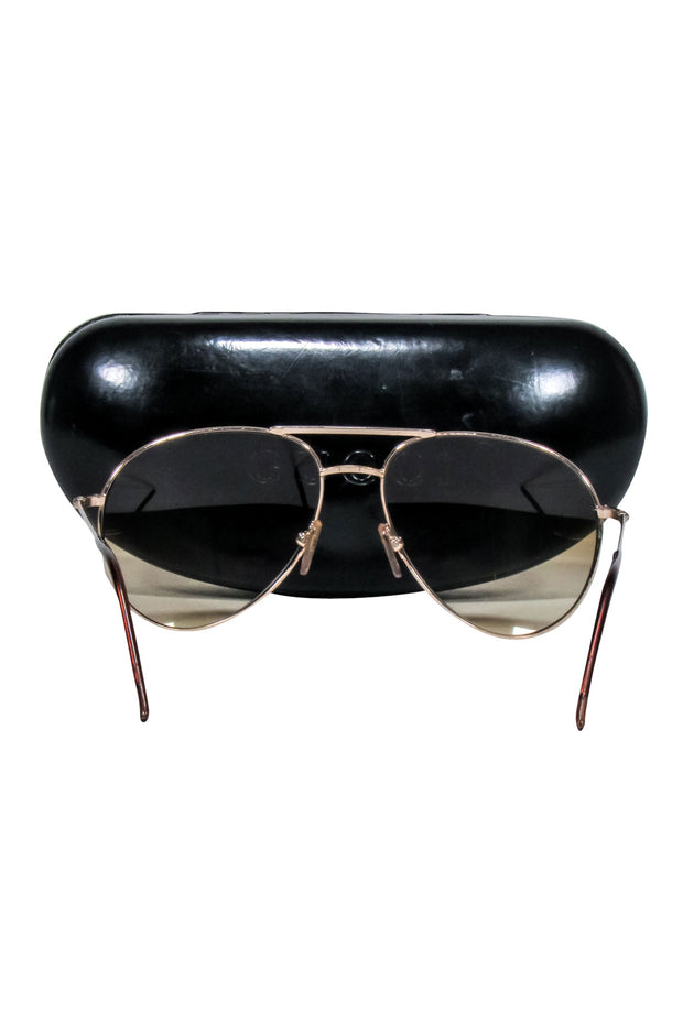 Current Boutique-Gucci - Gold Metal Aviator Frames w/ Brown Lenses