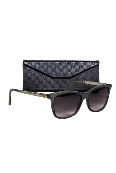 Current Boutique-Gucci - Grey Print Sunglasses w/ Silver Detail