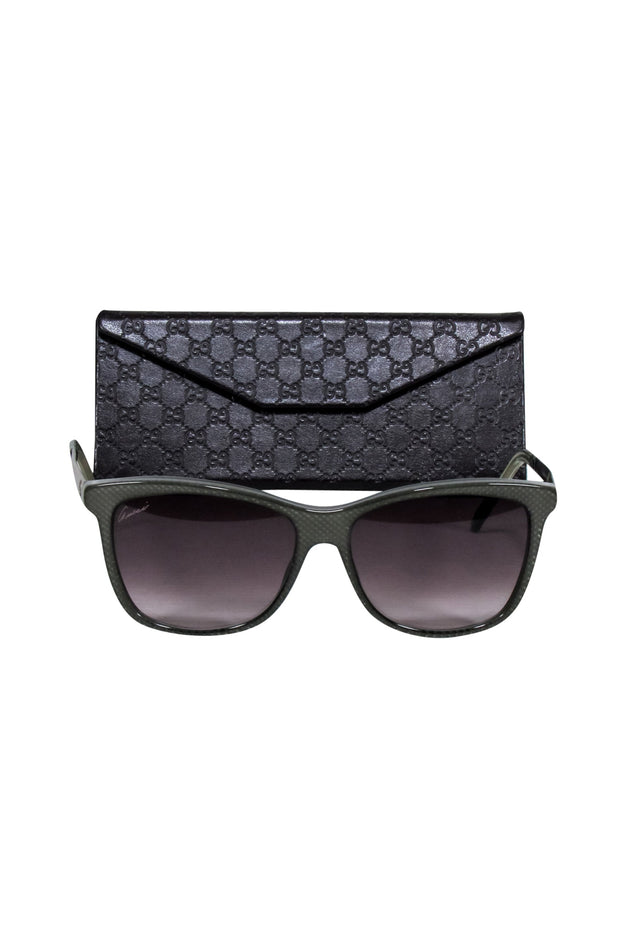Current Boutique-Gucci - Grey Print Sunglasses w/ Silver Detail