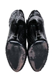 Current Boutique-Gucci - Black Snake Skin Textured Leather Stiletto Tall Boots Sz 9