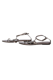 Current Boutique-Gucci - Dark Metallic Grey Crystal-Embellished Sandals Sz 7.5
