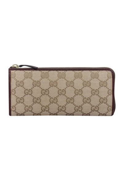 Current Boutique-Gucci - Beige Monogram Long Zipper Wallet