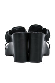 Current Boutique-Gucci - Vintage Black Leather Platform Wedges w/ Black Metal Buckle Sz 6.5