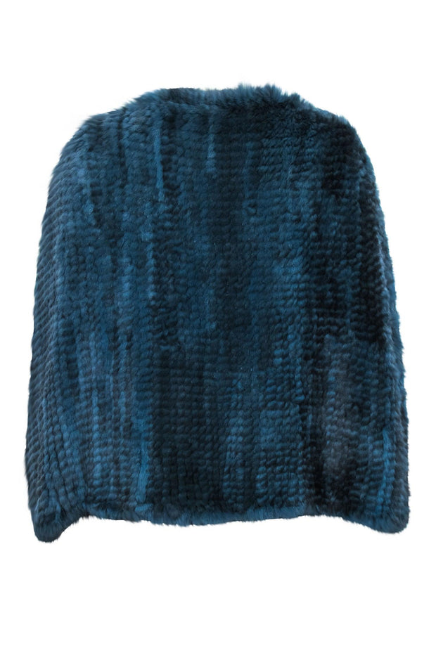 Current Boutique-H Brand - Teal Blue Rabbit Fur Cape One Size