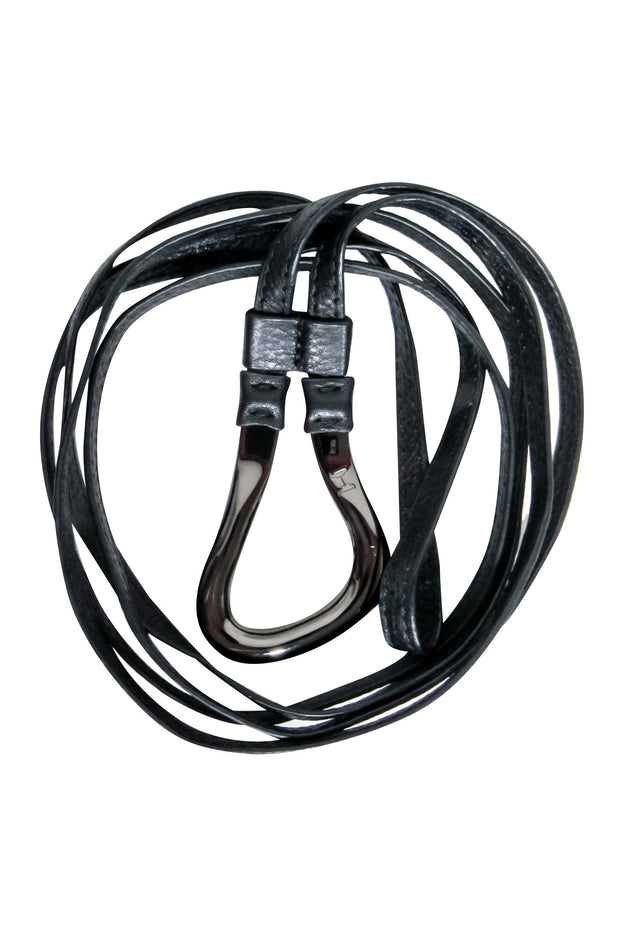 Current Boutique-Halston - Black Wrap Around Belt w/ Gunmetal Hardware