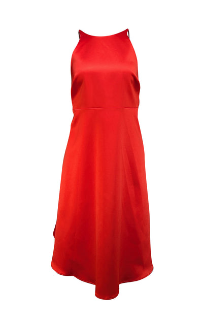 Halston - Red Satin Tie Back Sleeveless Dress Sz 8 - Current Boutique