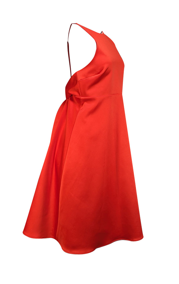Halston - Red Satin Tie Back Sleeveless Dress Sz 8 - Current Boutique