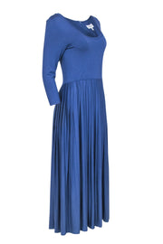Current Boutique-Halston - Blue Crop Sleeve Pleated Detail Dress Sz 10