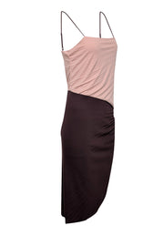 Current Boutique-Halston Heritage - Purple & Blush Colorblock Ruched Midi Dress Sz 6