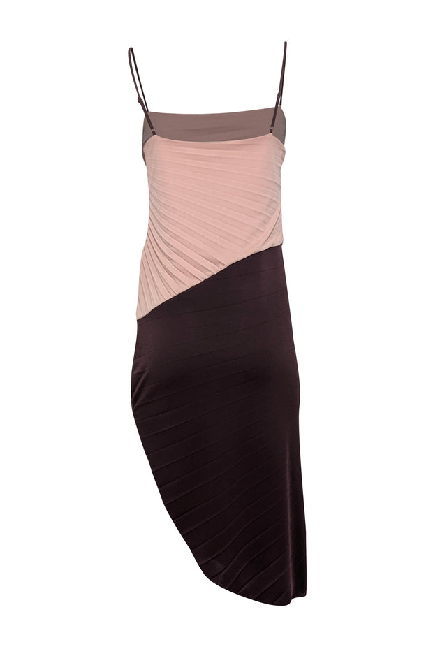 Current Boutique-Halston Heritage - Purple & Blush Colorblock Ruched Midi Dress Sz 6