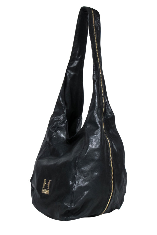 Current Boutique-Halston Heritage - Black Leather Slouchy Shoulder Bag