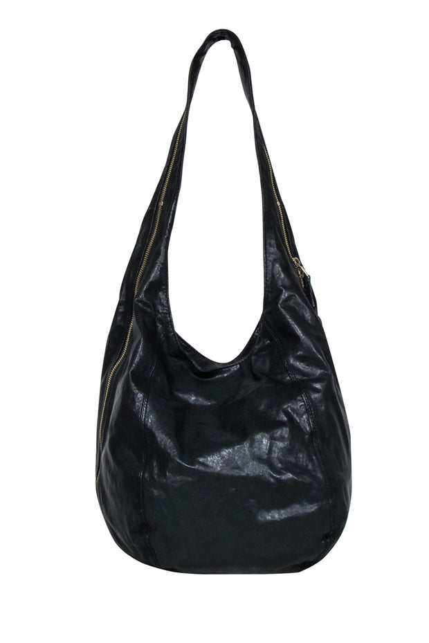 Current Boutique-Halston Heritage - Black Leather Slouchy Shoulder Bag