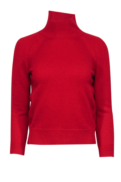 Current Boutique-Helmut Lang - Red Cashmere Asymmetrical Turtleneck Sweater Sz S