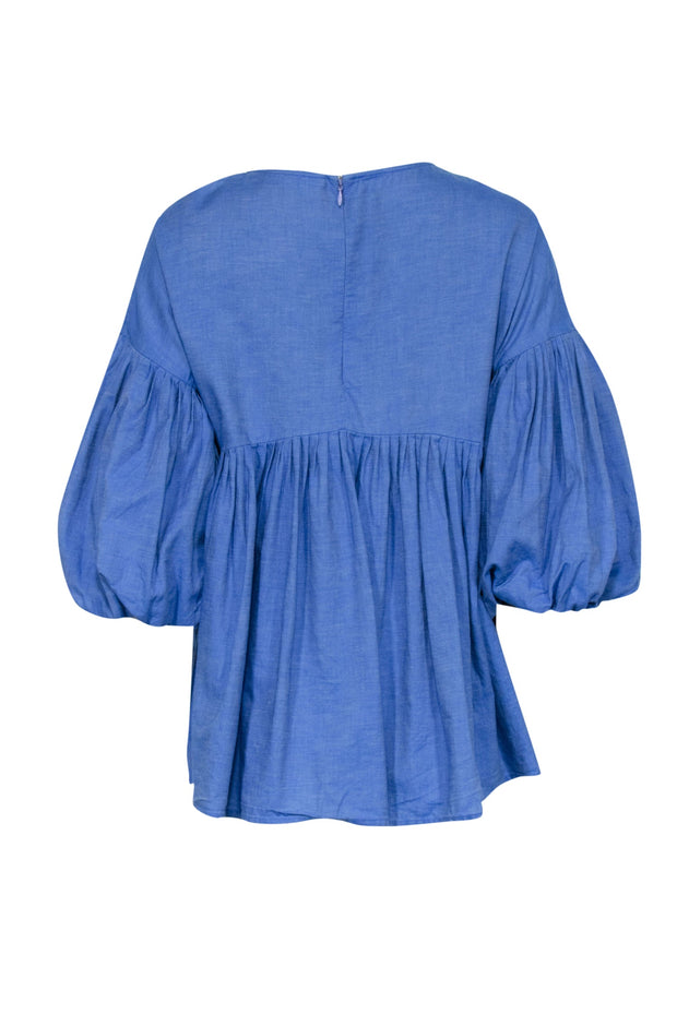 Current Boutique-Hemant & Nandita - Blue w/ Red Embroidered Detail Top Sz XS