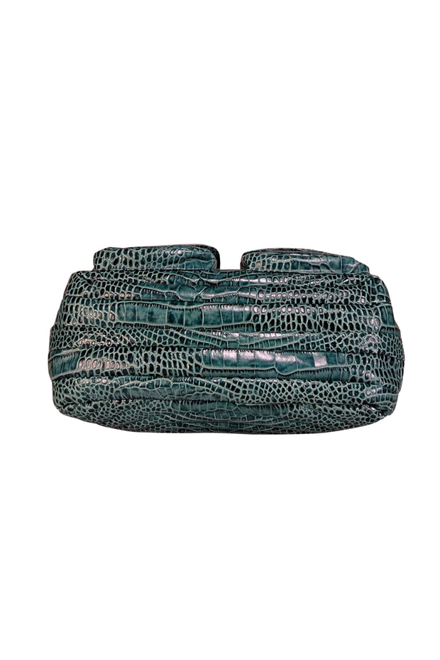 Current Boutique-Henri Bendel - Teal Green Croc Textured Shoulder Bag