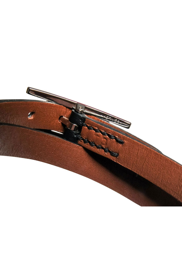 Current Boutique-Hermes - Black & Tan Wrap "Behapi" Wrap Bracelet