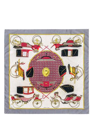 Current Boutique-Hermes - Grey & Red Carriage Print Scarf