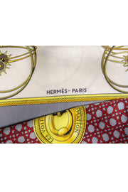 Current Boutique-Hermes - Grey & Red Carriage Print Scarf