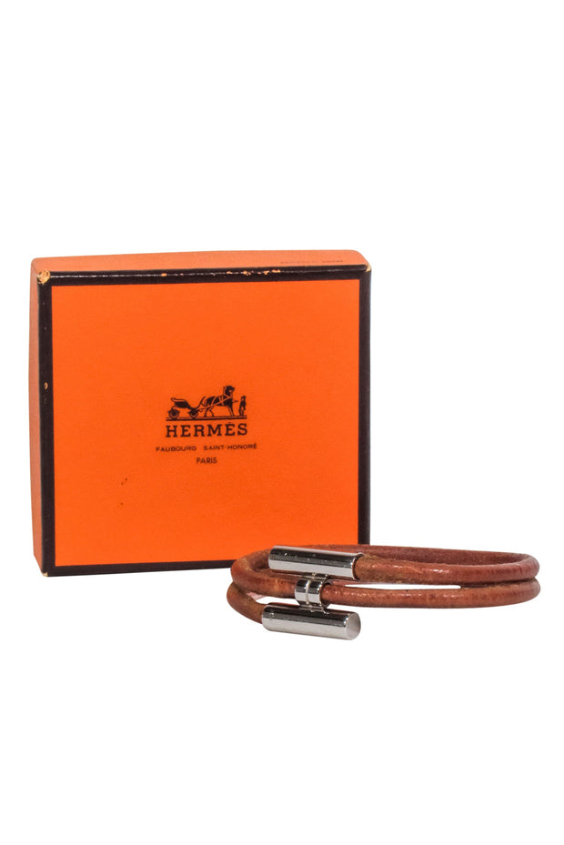 Current Boutique-Hermes - Tan Leather Tournis Tresse Bracelet