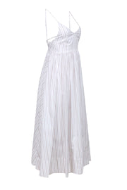 Current Boutique-Birgitte Herskind - White w/ Tan Stripes Cotton Blend Maxi Dress Sz 2