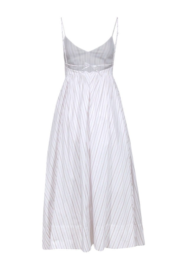 Current Boutique-Birgitte Herskind - White w/ Tan Stripes Cotton Blend Maxi Dress Sz 2