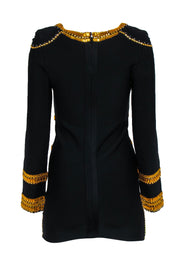 Current Boutique-Herve Leger - Black Bandage with Gold Jewel Trim Sz XL