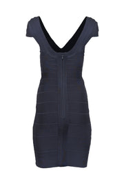 Current Boutique-Herve Leger - Navy Bandage Cap Sleeve Bodycon Dress Sz XS