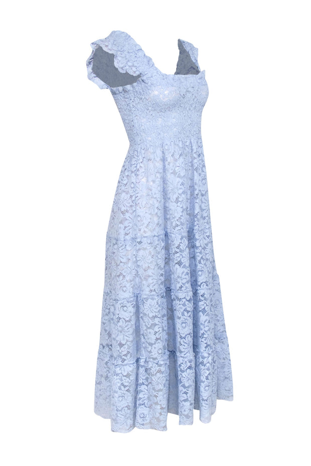 Current Boutique-Hill House - Light Blue Lace Smocked Bodice Dress Sz XS