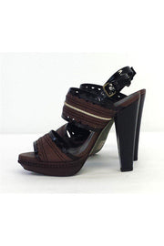 Current Boutique-Hoss Intropia - Brown & Black Leather Open Toe Heels Sz 9