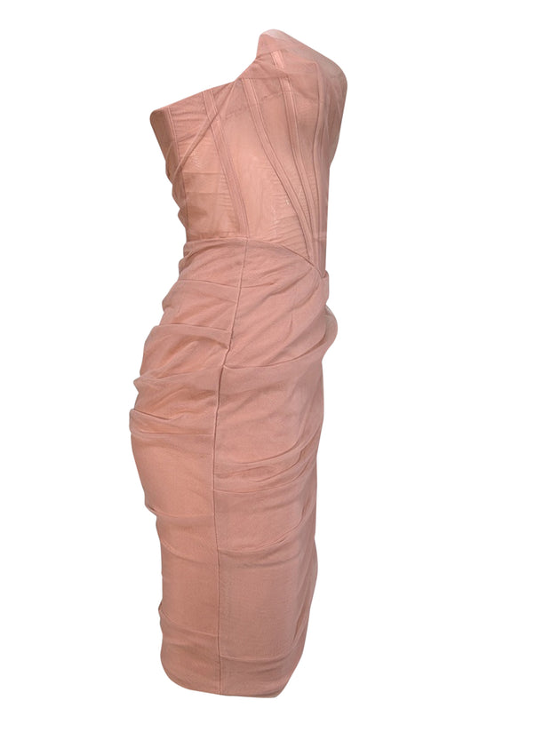 Current Boutique-House of CB - Mauve Pink Tulle Strapless Mini Dress Sz S