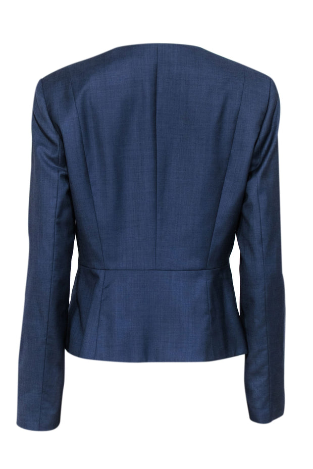 Current Boutique-Hugo Boss - Navy Collarless Wrap Front Snap Button Blazer Sz 8
