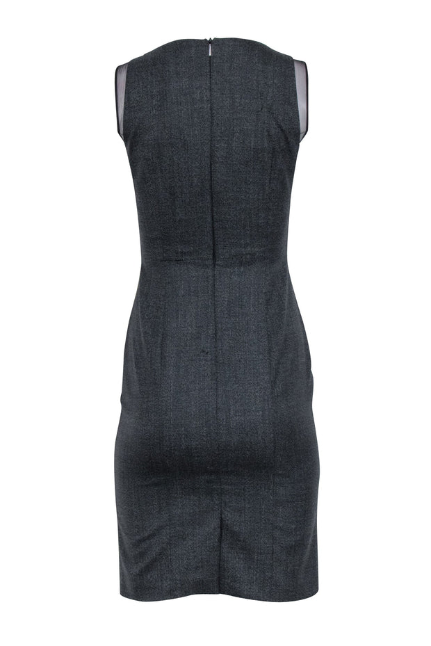 Current Boutique-Hugo Boss - Charcoal Grey Sheath Dress w/ Black Mesh Accent Sz 0