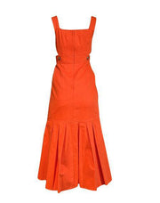 Current Boutique-Hunter Bell - Bright Orange Pleated Flounce Hem Midi Dress Sz 0