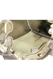 Current Boutique-Inoui Editions - Beige, Cream, & Light Green Tropical Print Drawstring Bag