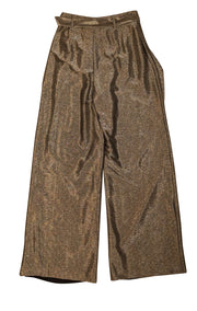 Intermix - Silver Metallic Wide Leg Pants Sz S - Current Boutique