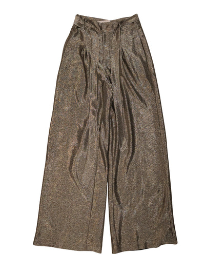 Intermix - Silver Metallic Wide Leg Pants Sz S - Current Boutique