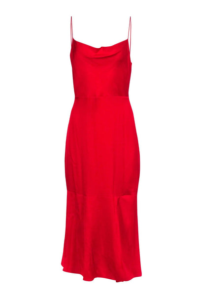 Current Boutique-Intermix - Red Silk Blend Sleeveless Cowl Neck Gown Sz 4