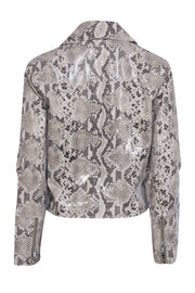 Current Boutique-Intermix - Beige & Black Leather Snake Print Embossed Moto Jacket Sz P
