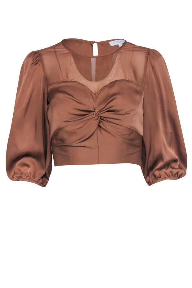 Current Boutique-Intermix - Tan Silk Crop Seeve Crop Top Sz 0