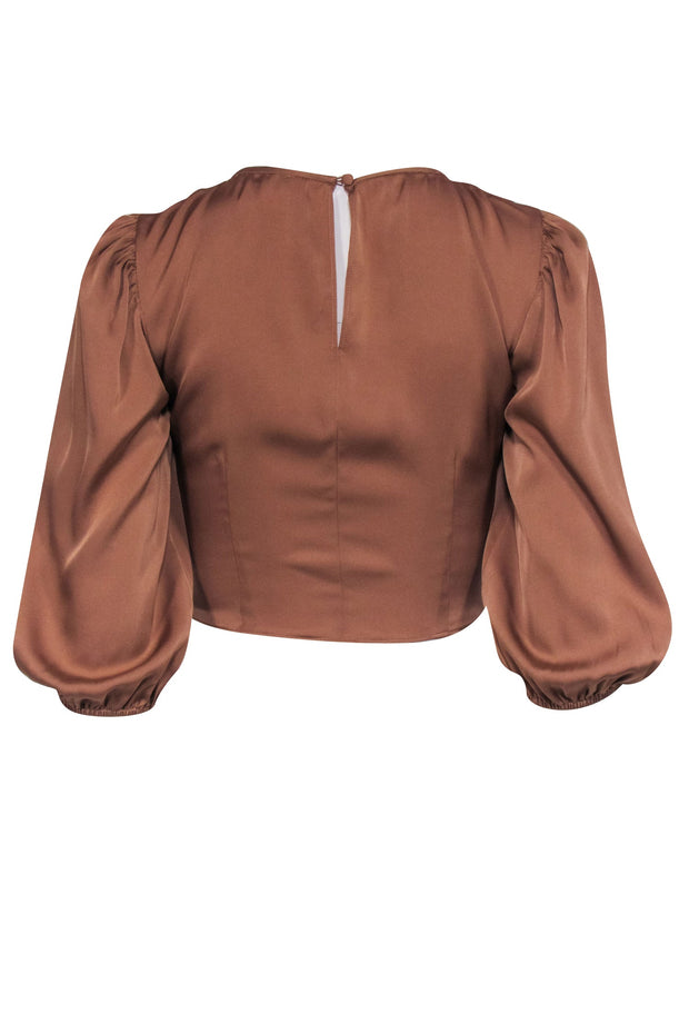 Current Boutique-Intermix - Tan Silk Crop Seeve Crop Top Sz 0