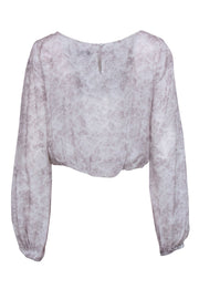 Current Boutique-Intermix - White & Grey Snake Skin Print Long Sleeve Top Sz M
