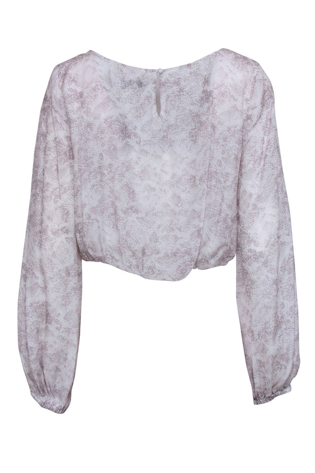 Current Boutique-Intermix - White & Grey Snake Skin Print Long Sleeve Top Sz M