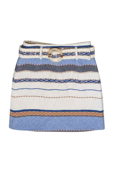 Current Boutique-Intermix - Ivory Striped Quilted Mini Skirt w/ Removable Belt Sz 2