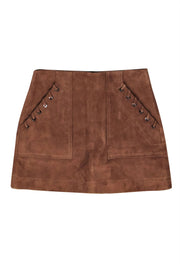Current Boutique-Intermix - Light Brown Goat Suede Whipstitch Mini Skirt Sz 6