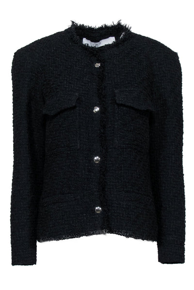 Current Boutique-IRO - Black Tweed Snap Button Jacket Sz 6