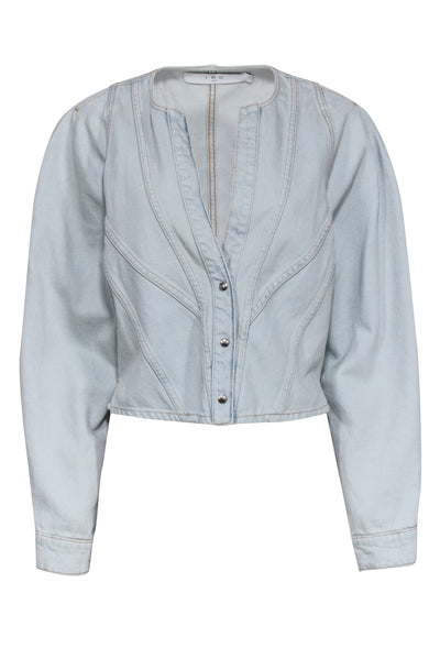 Current Boutique-IRO - Light Wash Denim Snap Button Jacket Sz 6