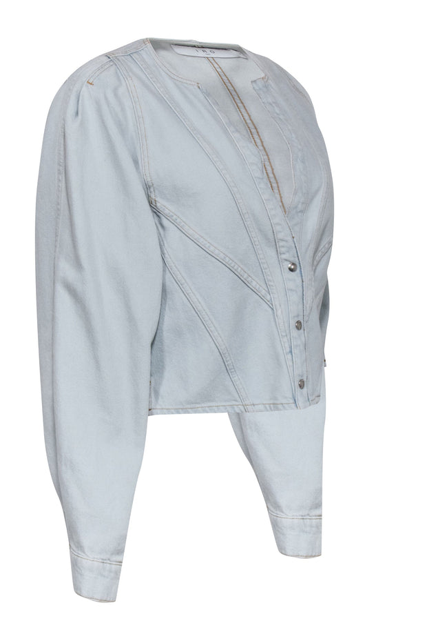 Current Boutique-IRO - Light Wash Denim Snap Button Jacket Sz 6