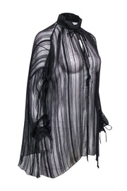 Current Boutique-IRO - Black Metallic Detail Semi Sheer Blouse Sz 2