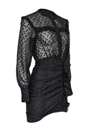 Current Boutique-Isabel Marant - Black Semi Sheer Metallic Polka Dot Ruffle Detail Dress Sz 4