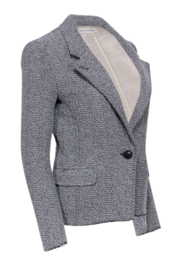 Current Boutique-Isabel Marant Etoile - Grey & Ivory Chevron Blend Blazer Sz 4